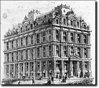 L'Equitable Assurance Life Building del 1870 in una litografia dell'epoca