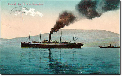 La Carpathia in navigazione in questa cartolina del 1910 ca.