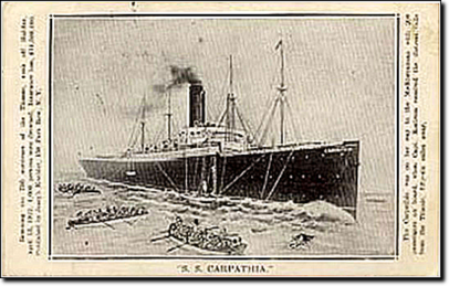 Cartolina commemorativa dell'impresa del Carpathia, 1913.