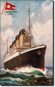Cartolina promozionale del Titanic distribuita dalla White Star Line nel 1912, l'anno del viaggio inaugurale.