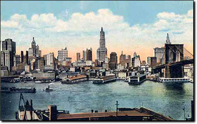 1912, la skyline di Manhattan vista da Brooklyn.
