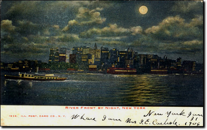 Gran lavoro dei ritoccatori su questa cartolina notturna del 1907.