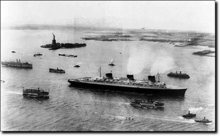 La S.S. Normandie entra nel porto di New York  il 2 giugno del 1935. Courtesy of The Library of Congress LC-USZ62-90162