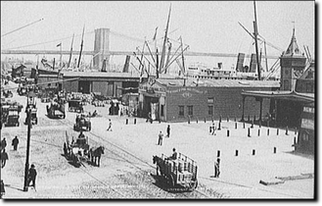 South Street. Movimenti in banchina che precedono le operazioni di carico dell navi. Circa 1884.